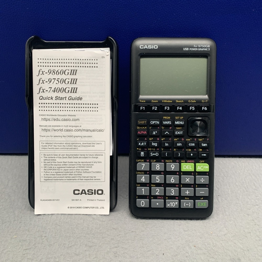 Casio FX-9750GIII Graphing Calculator Black, USB, Power Graphic, 3-Tested Cover